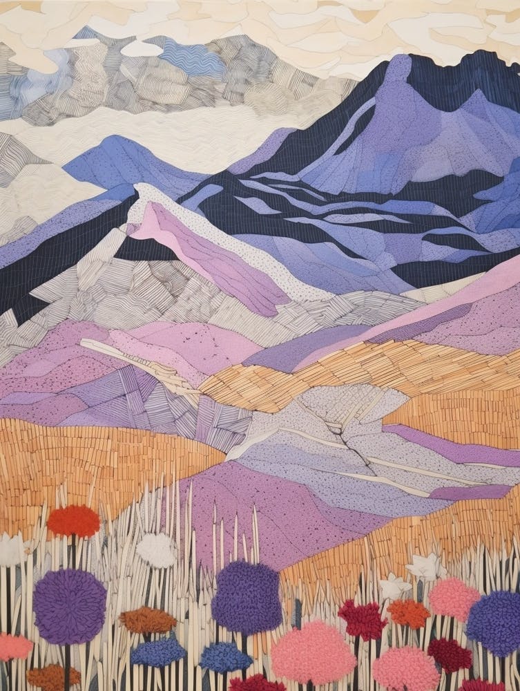 Aonach Mor Scotland Colourful Mountain Illustration