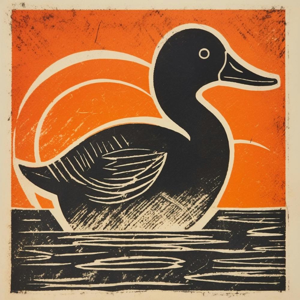 Retro Bird Lithograph Mallard Duck 3