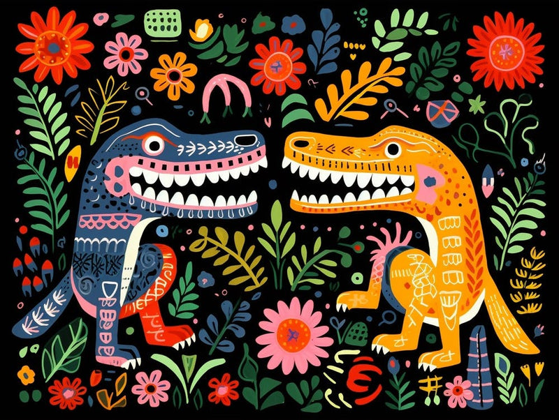 Crocodile 2 Folk Style Animal Illustration