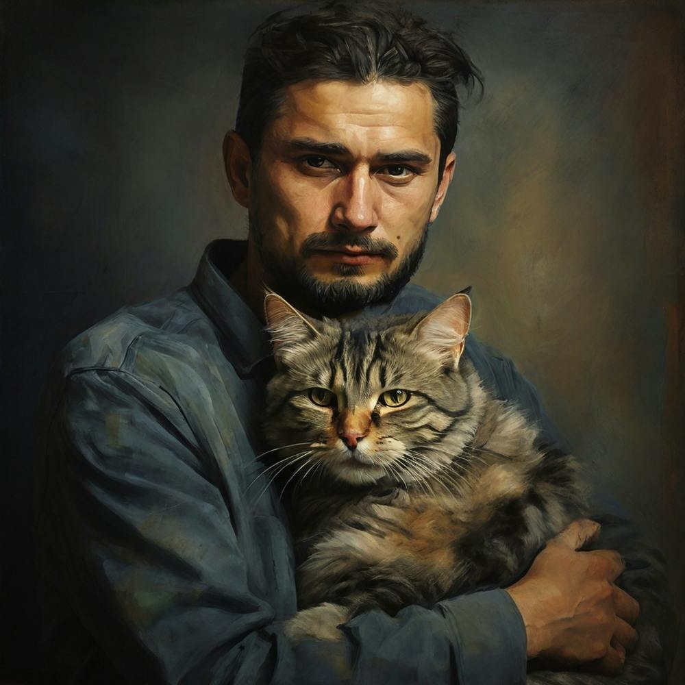 Man Hug A Cat | Abstract realistic