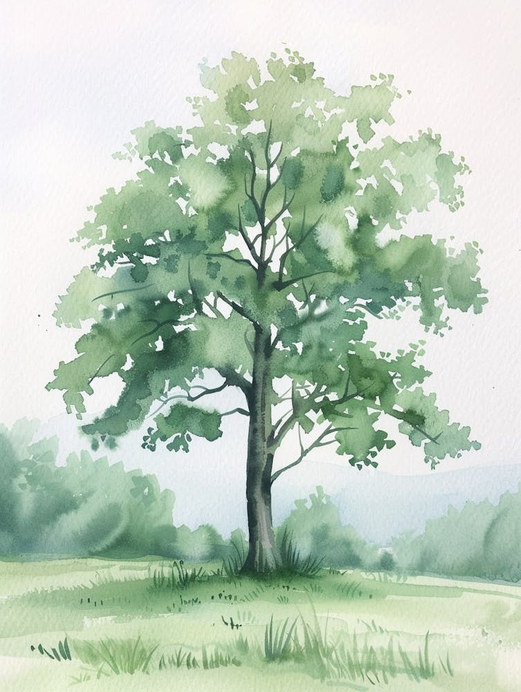 Alder Tree Atmospheric Watercolour Painting 5