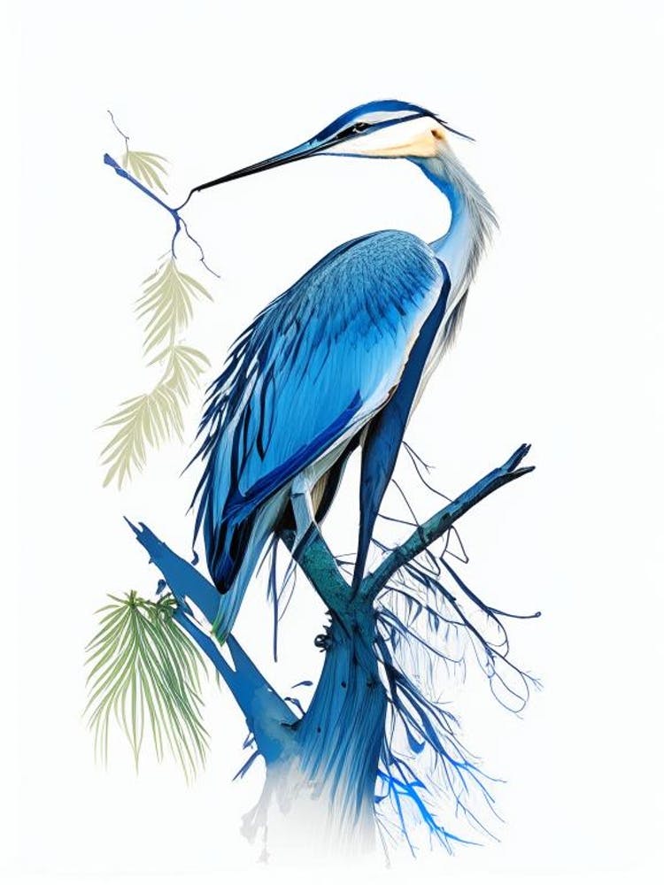 Blue Heron In Tree Impressionistic 2