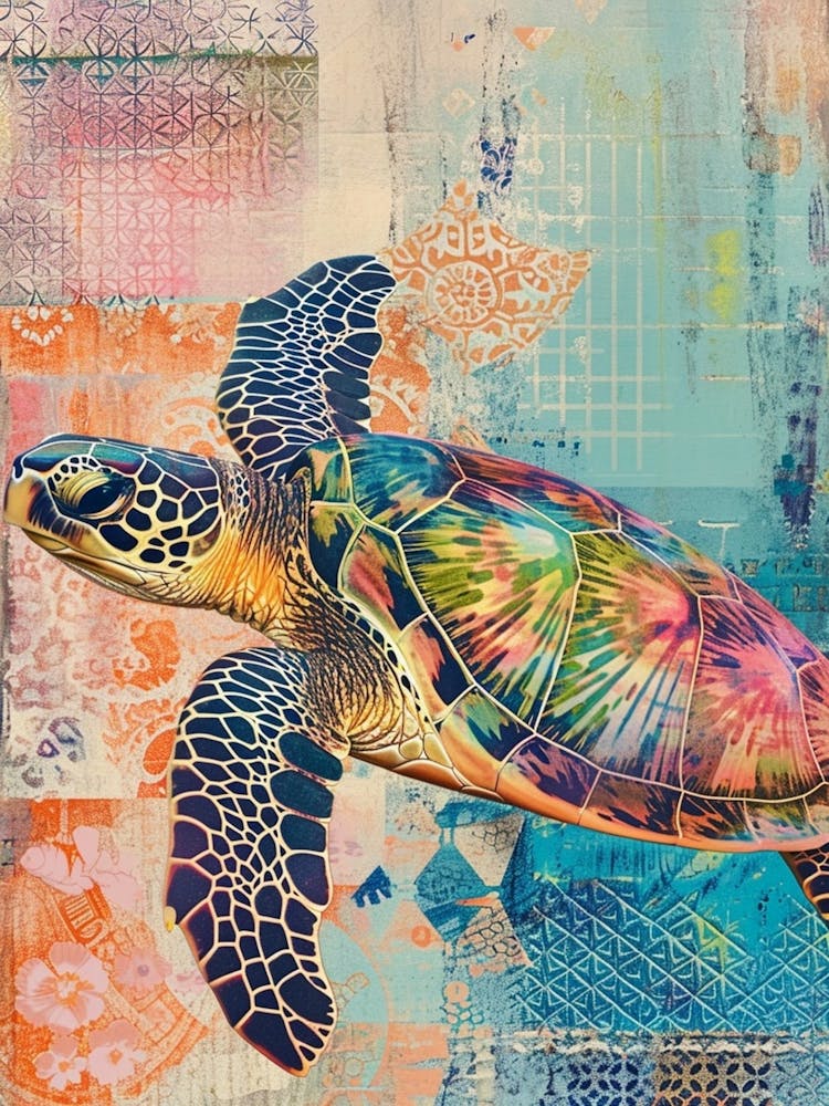 Colourful Scrapbook Inspired Sea Turtle 1