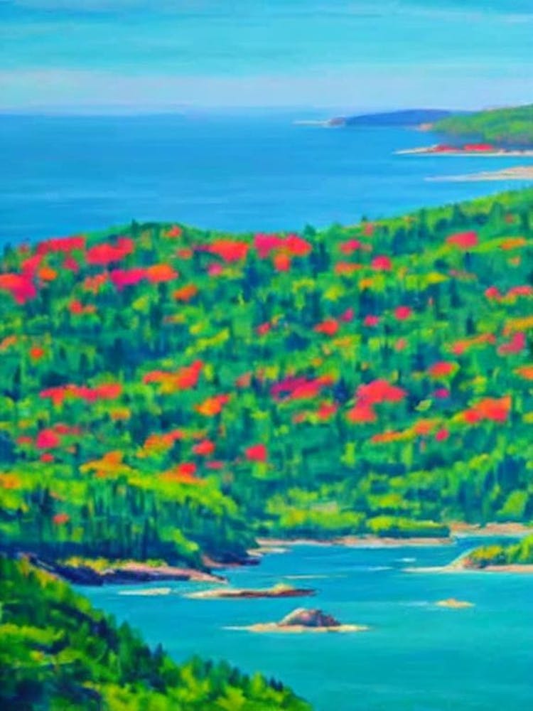 Acadia National Park United States Of America Blue Oil Painting 2 