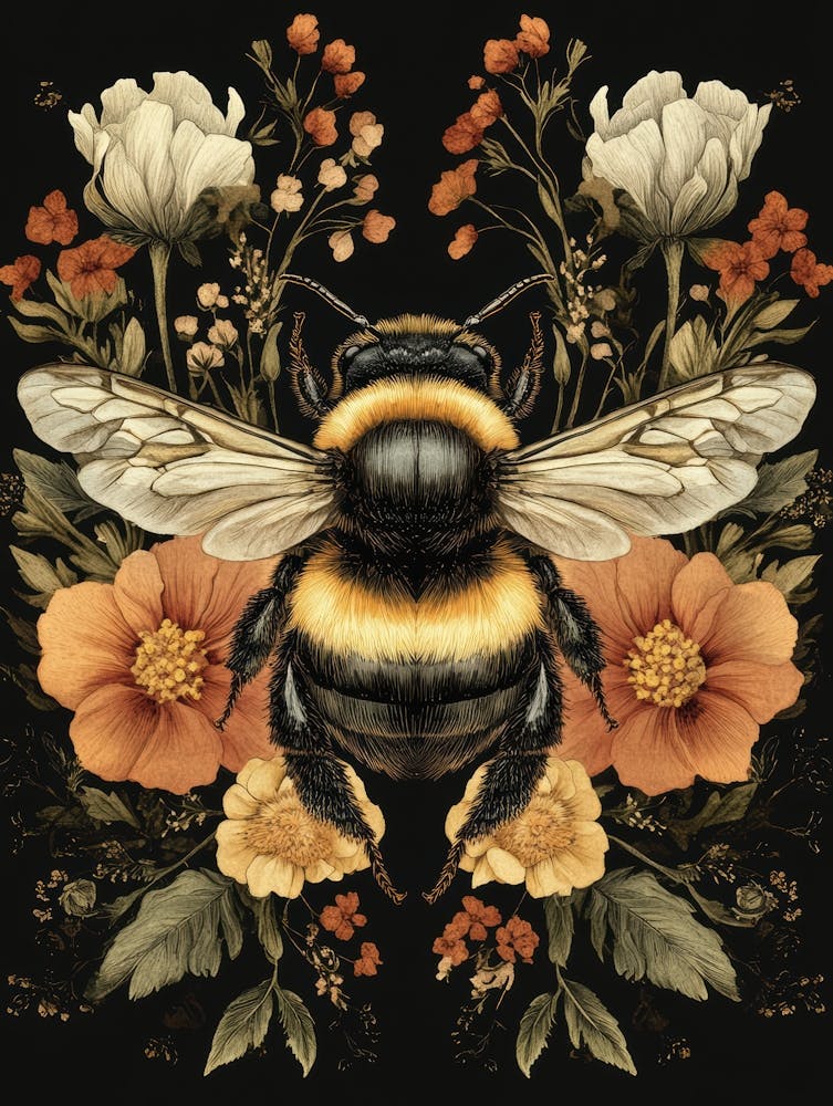 Bee With Flowers 3