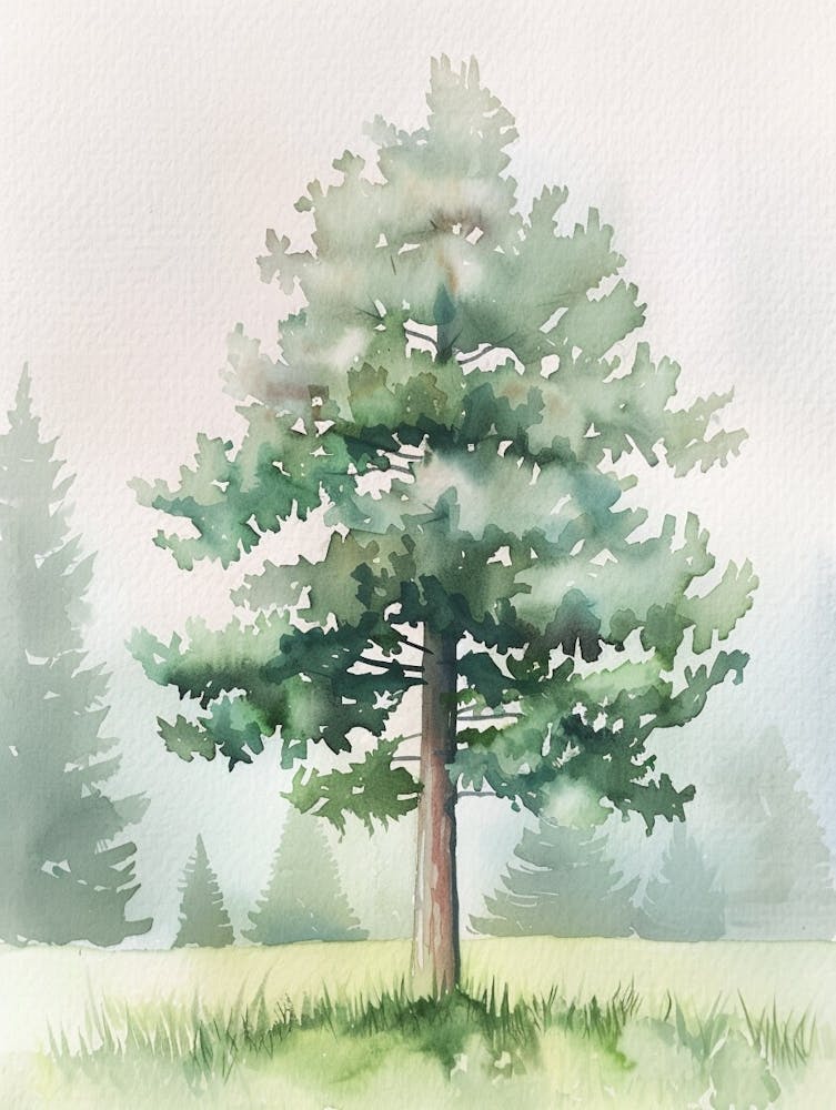 Hemlock Tree Atmospheric Watercolour Painting 3