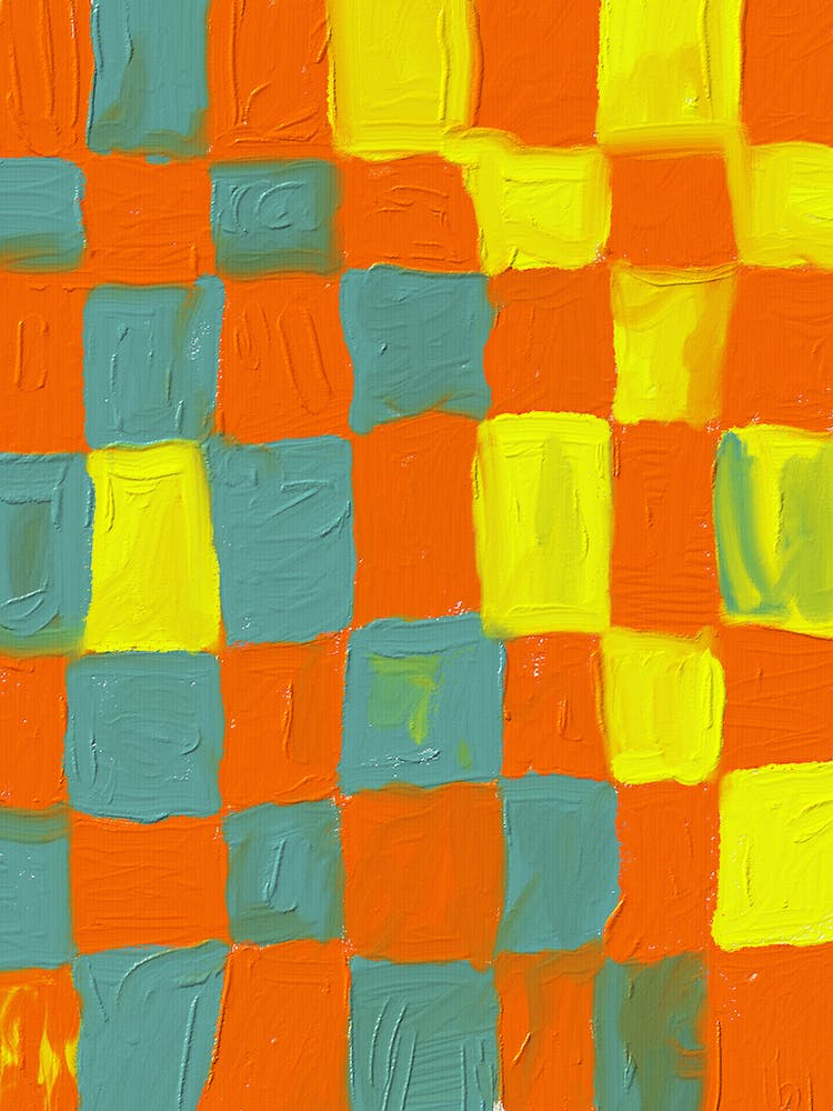 Hand-Painted Checkerboard Collage 1