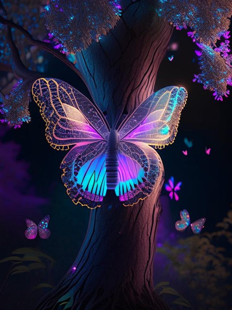 Holografischer Schmetterling im Baum 2