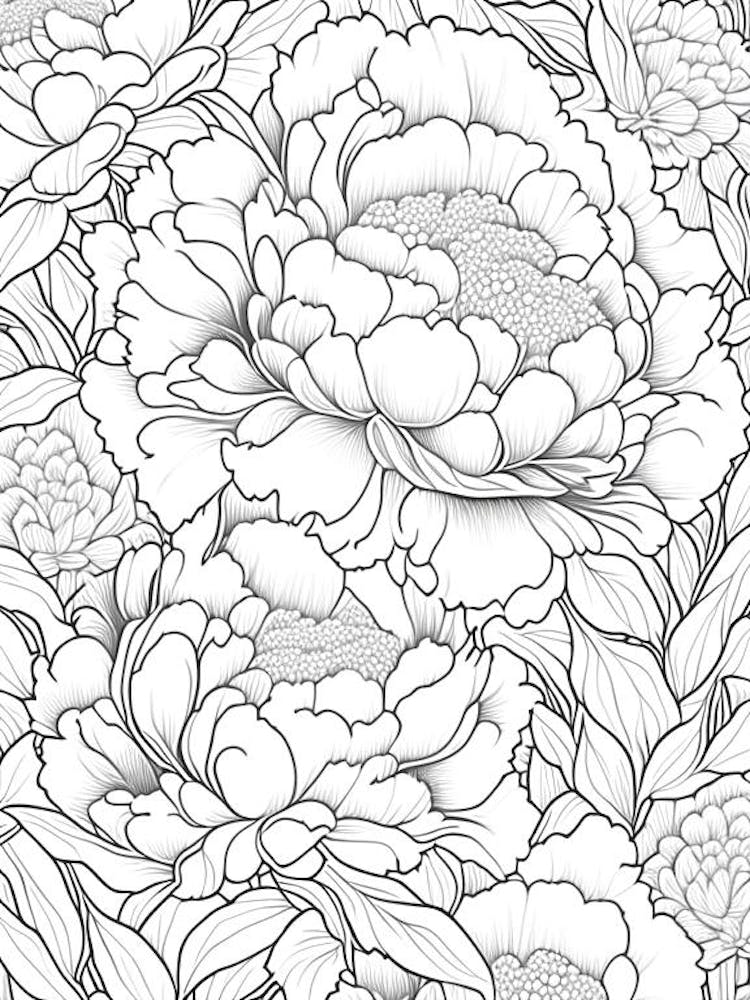 Shirley Temple Peonies 3 Drawing