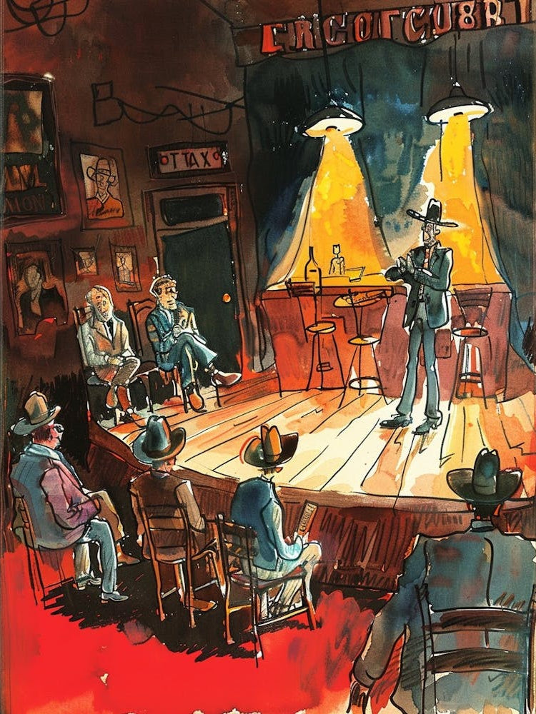 Storybook Illustration Comedy Club Austin Texas 4