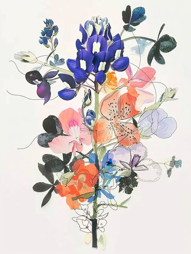 Bluebonnet 4 Collage Flower Bouquet