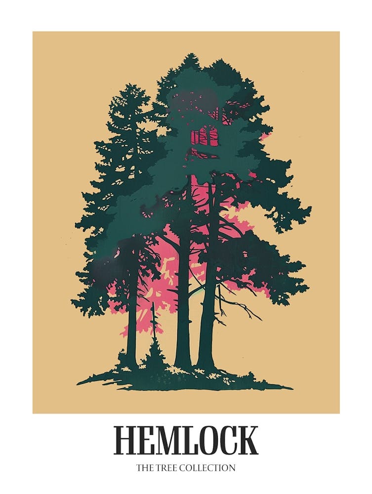 Hemlock Tree Colourful Illustration 2 Poster