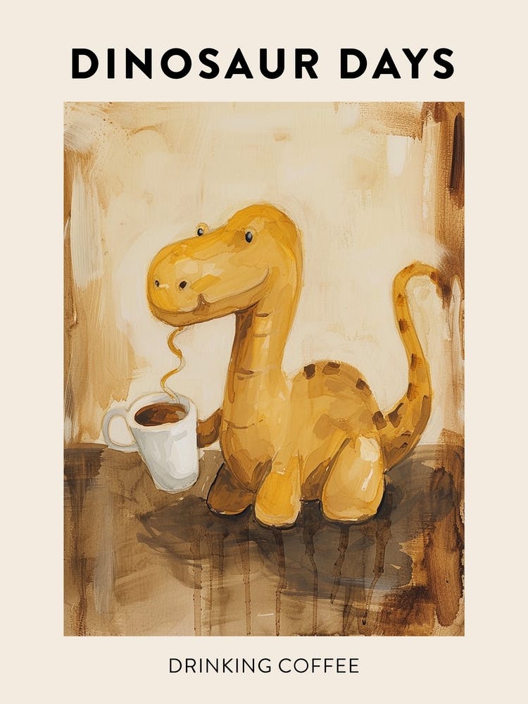 Kaffee trinkender Dinosaurier Poster 4