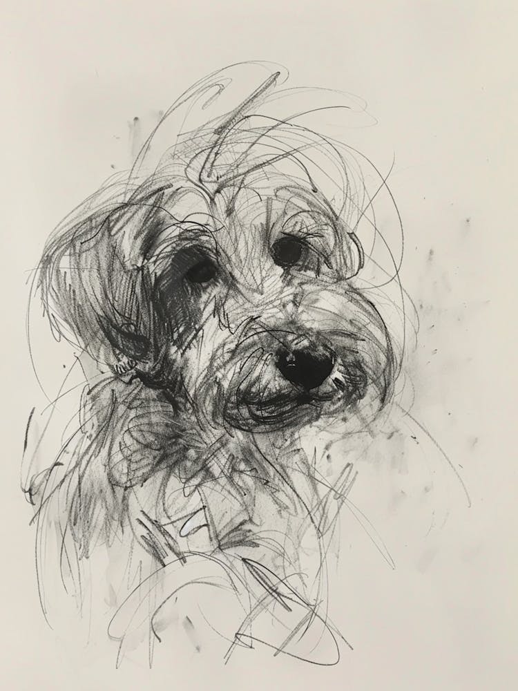 Dandie Dinmont Terrier Dog Charcoal Line 2