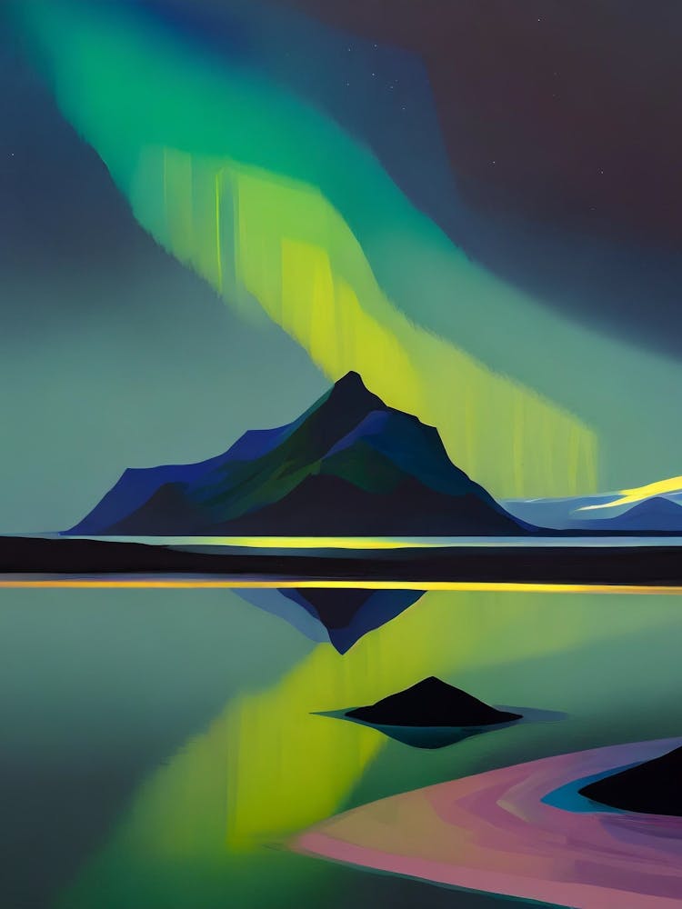 Northern Lights Over An Icelandic Lagoon