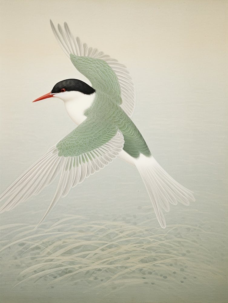 Peinture d'oiseau inspirée d'Ohara Koson Sterne pierregarin 2