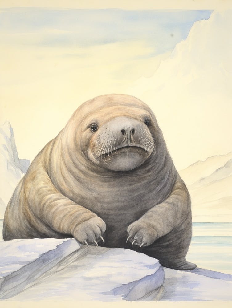 Storybook Animal Watercolour Walrus 2
