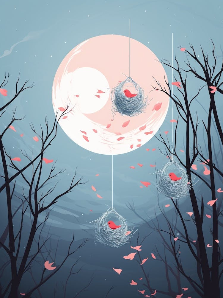 Birds Nest At Night Minimalist