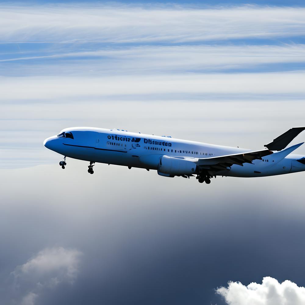 A Large Passenger Plane Flies In The Sky And A Picture Of It From Its Entire Side Shows It In Its F (1)
