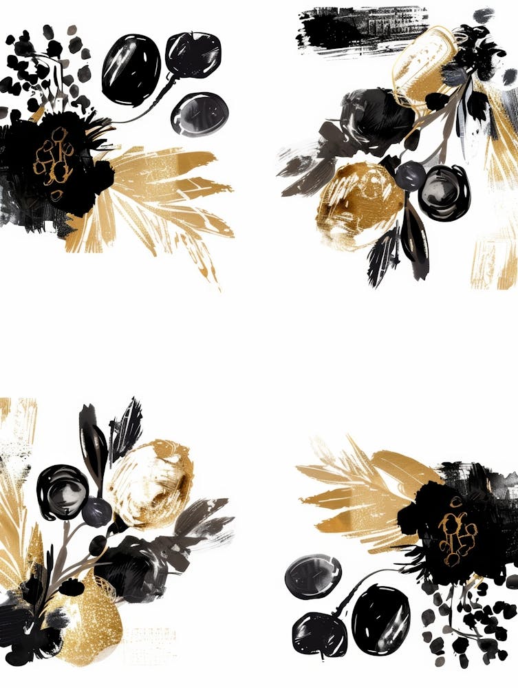 Black And Gold Floral Painting 3