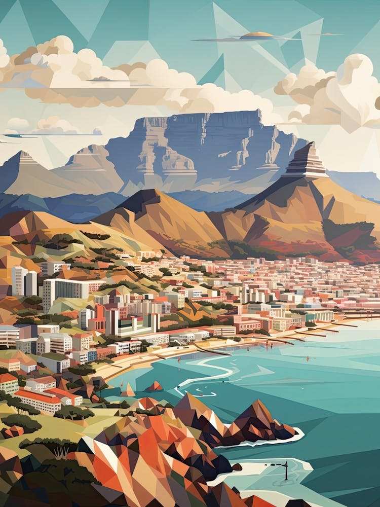 Cape Town, South Africa, Geometric Illustration 1