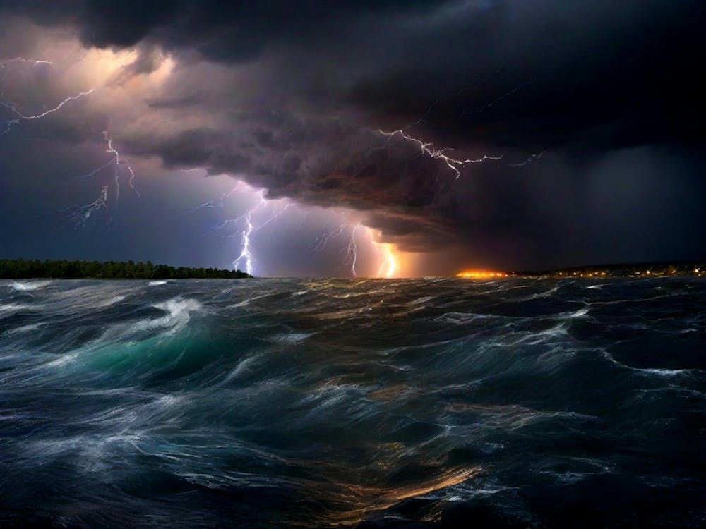 Lightning Storm Over Lake Michigan