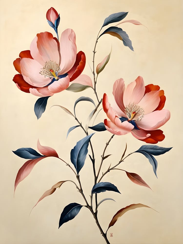 Pink Flowers On A Branch