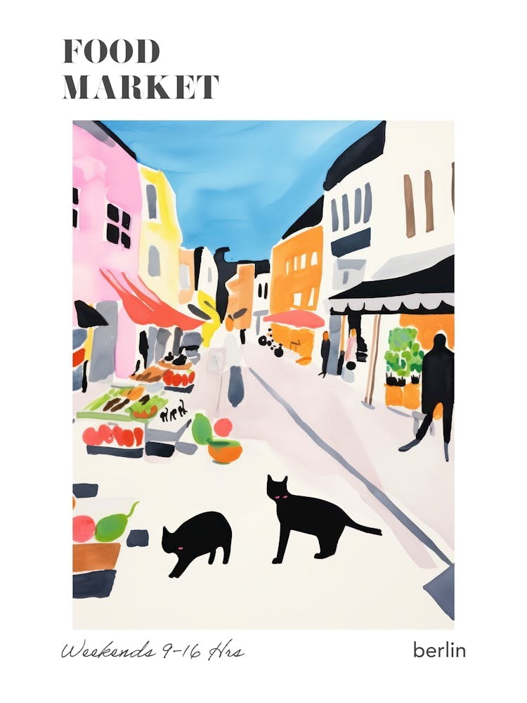 The Food Market In Berlin 1 Illustration Poster