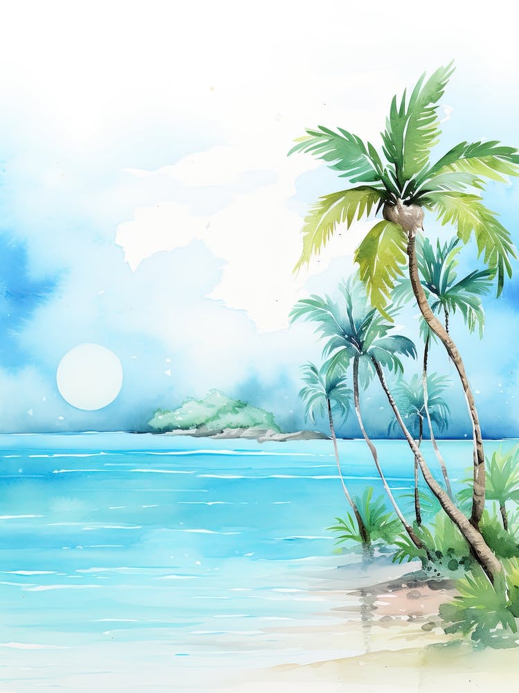 Watercolour Of Bora Bora   French Polynesia 3