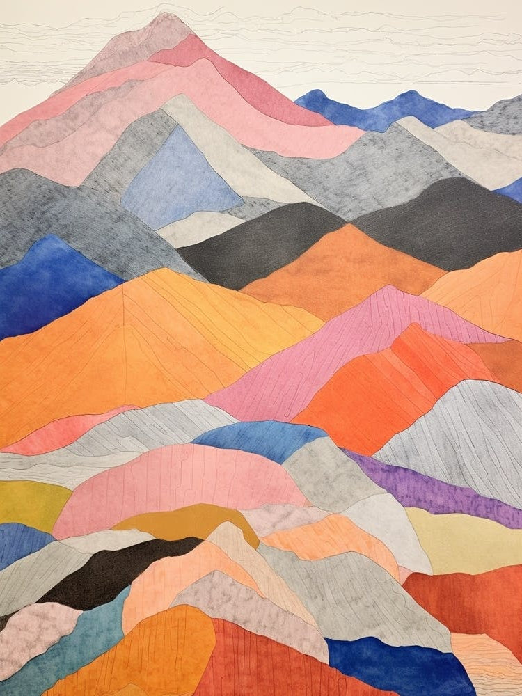 Mount Elbert United States Colourful Mountain Illustration