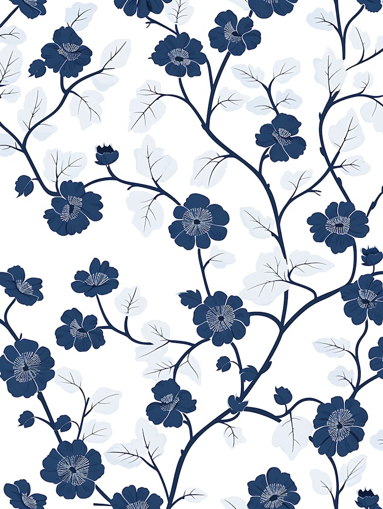 Blue And White Floral Pattern 4