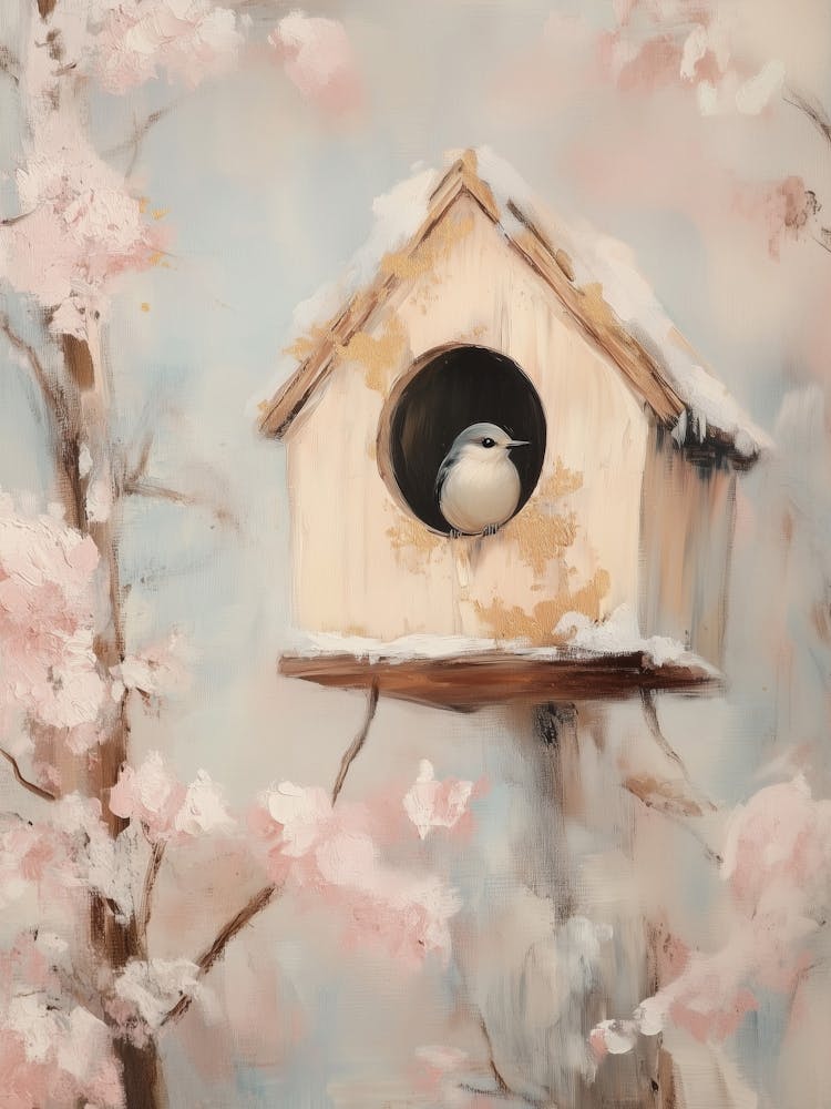 Birdhouse With Pink Flowers