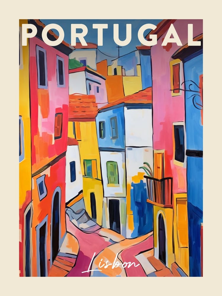 Lisbon Portugal 5 Fauvist Painting  Travel Poster