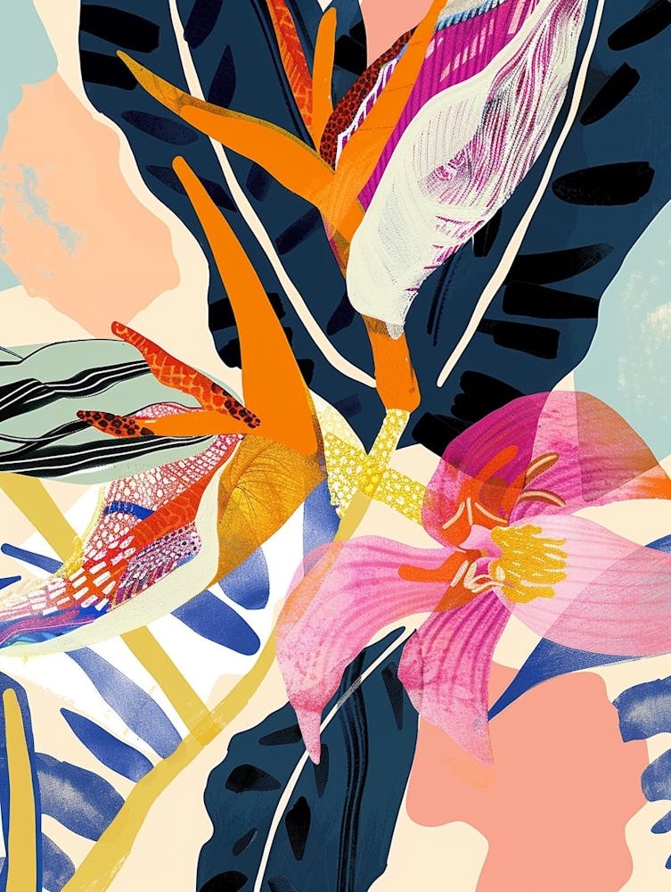 Colourful Flower Illustration Heliconia 2