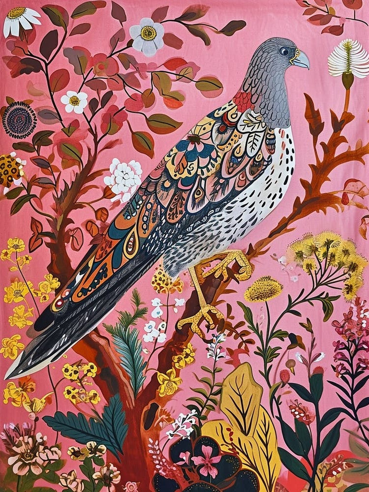 Floral Animal Painting Falcon