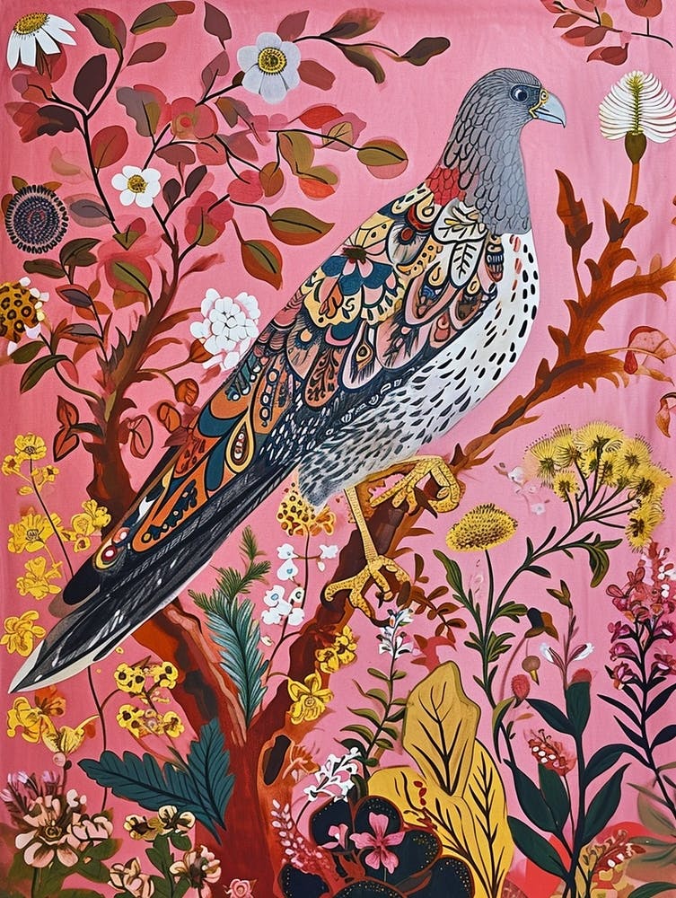 Floral Animal Painting Falcon