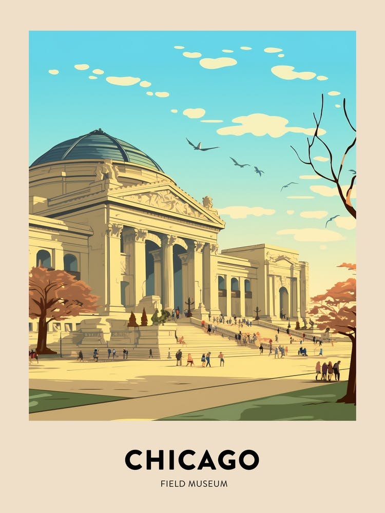 Field Museum 3 Chicago Travel Poster