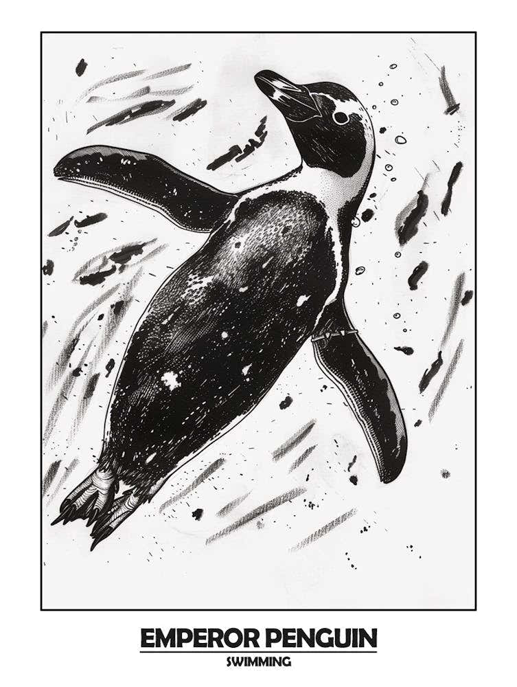 Penguin Swimming Poster 3