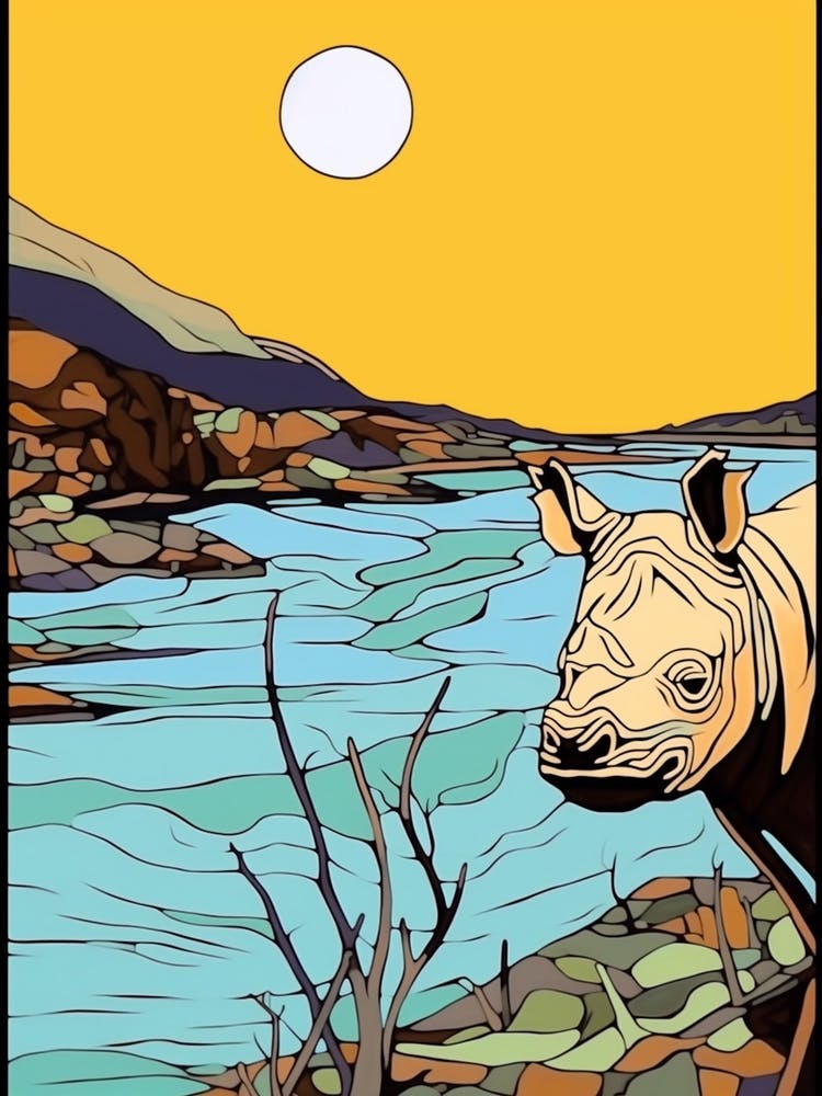 Nashorn Sonnenuntergangs-Porträt 4