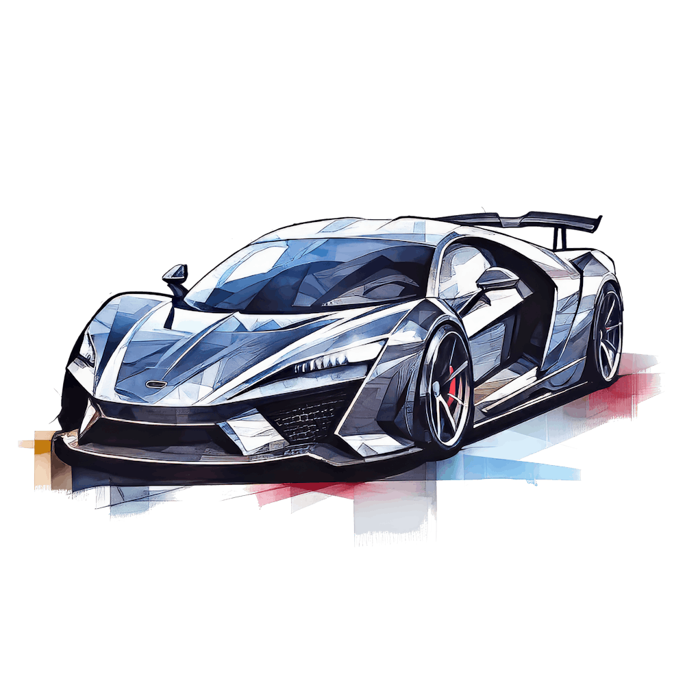 Aquarell Elegante Supersportwagen 8