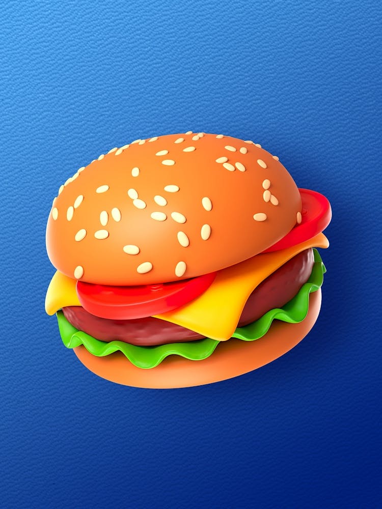Burger, plastic 3D — Food kitchen poster/blackboard, photo art 1