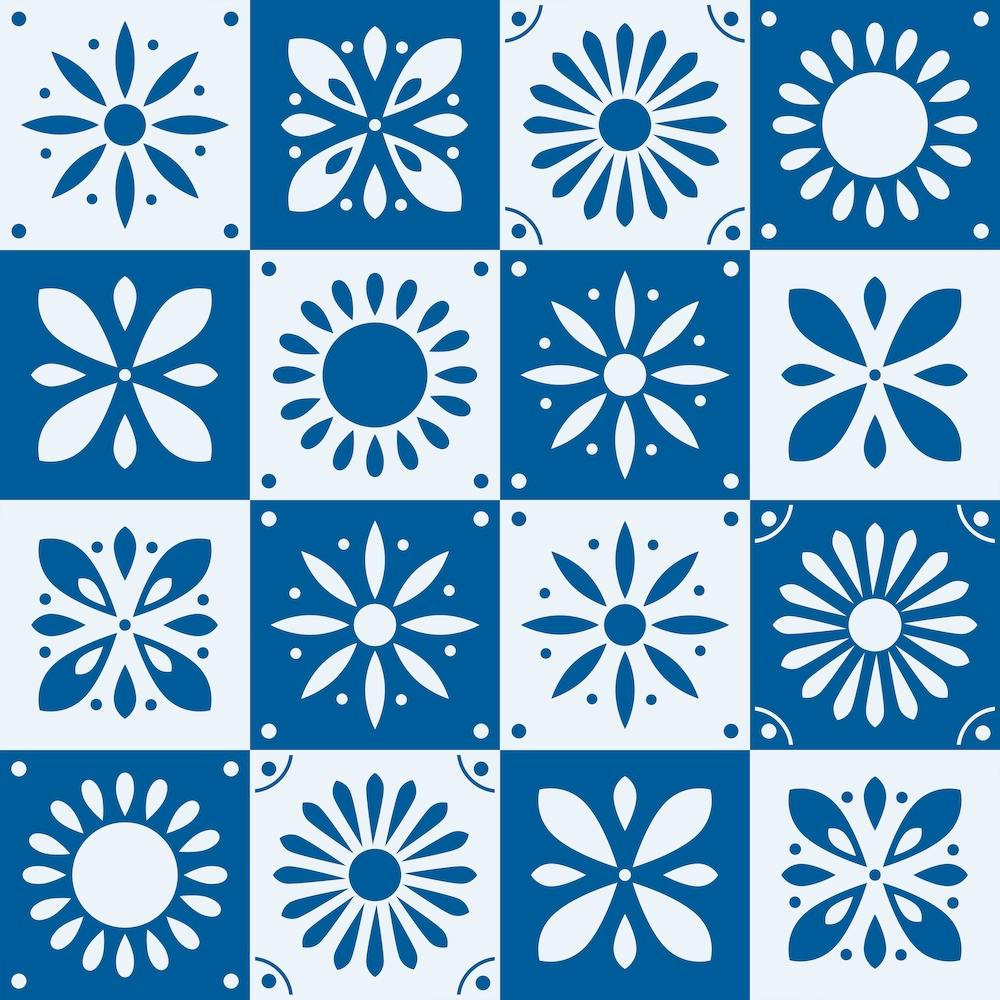 Portuguese Tiles With Floral Motifs Square