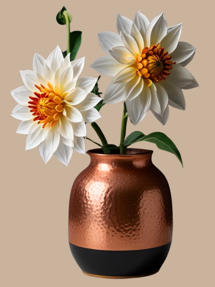 Dahlias In Copper Vase 1