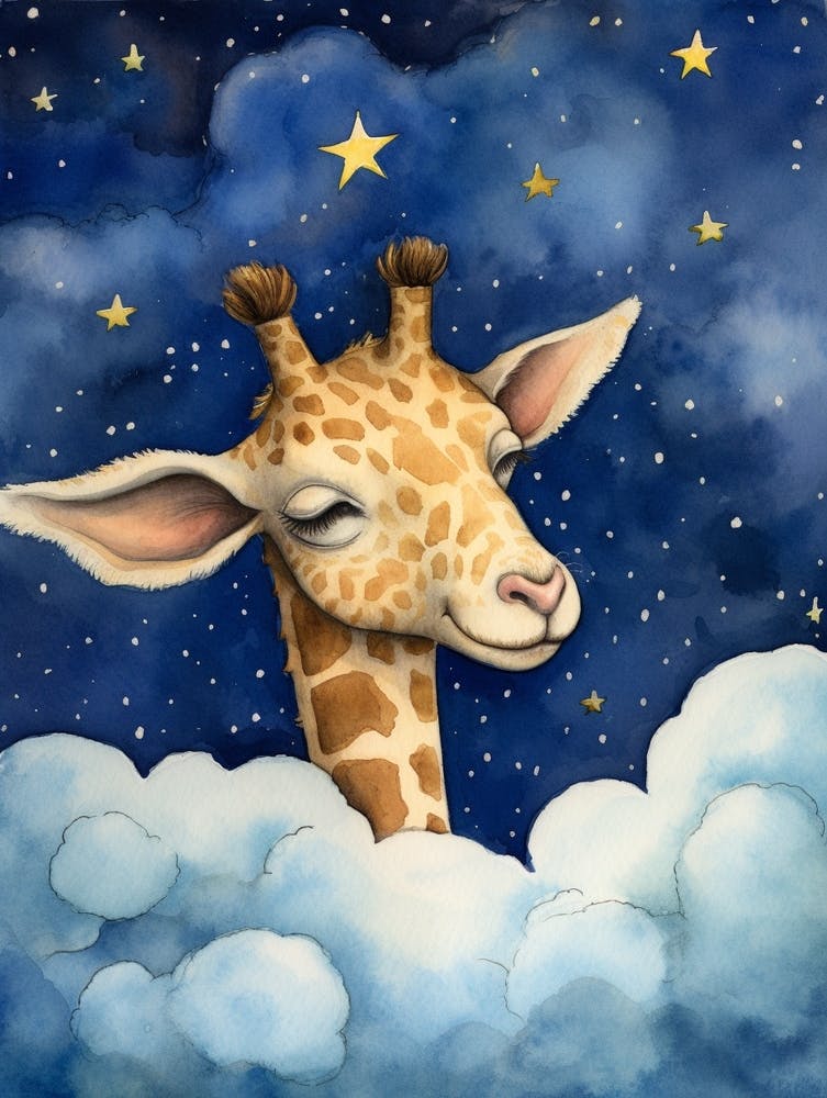 Baby Giraffe Sleeping In The Clouds