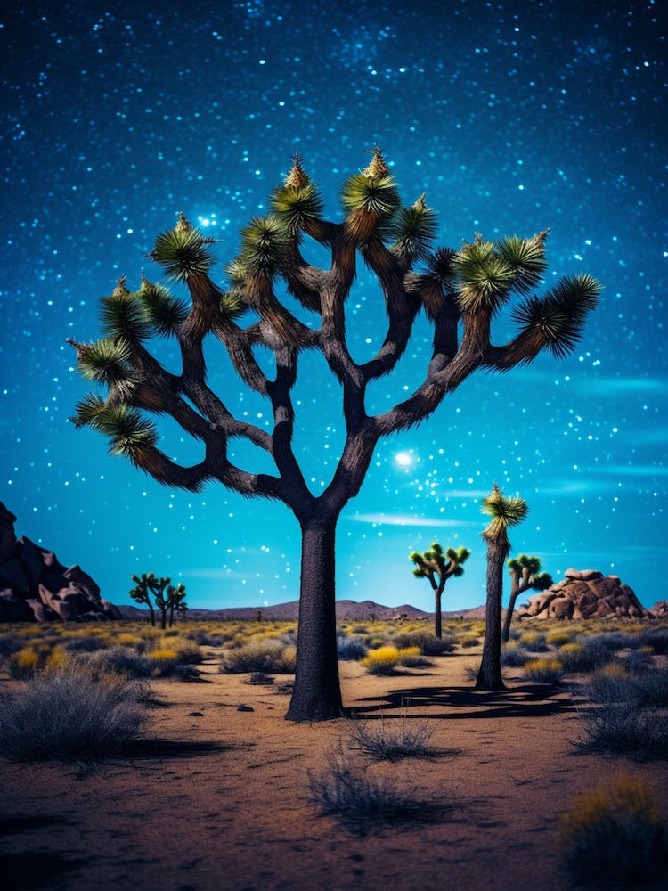 Joshua Tree With Starry Sky With Rain Drops In South Western Style (3)
