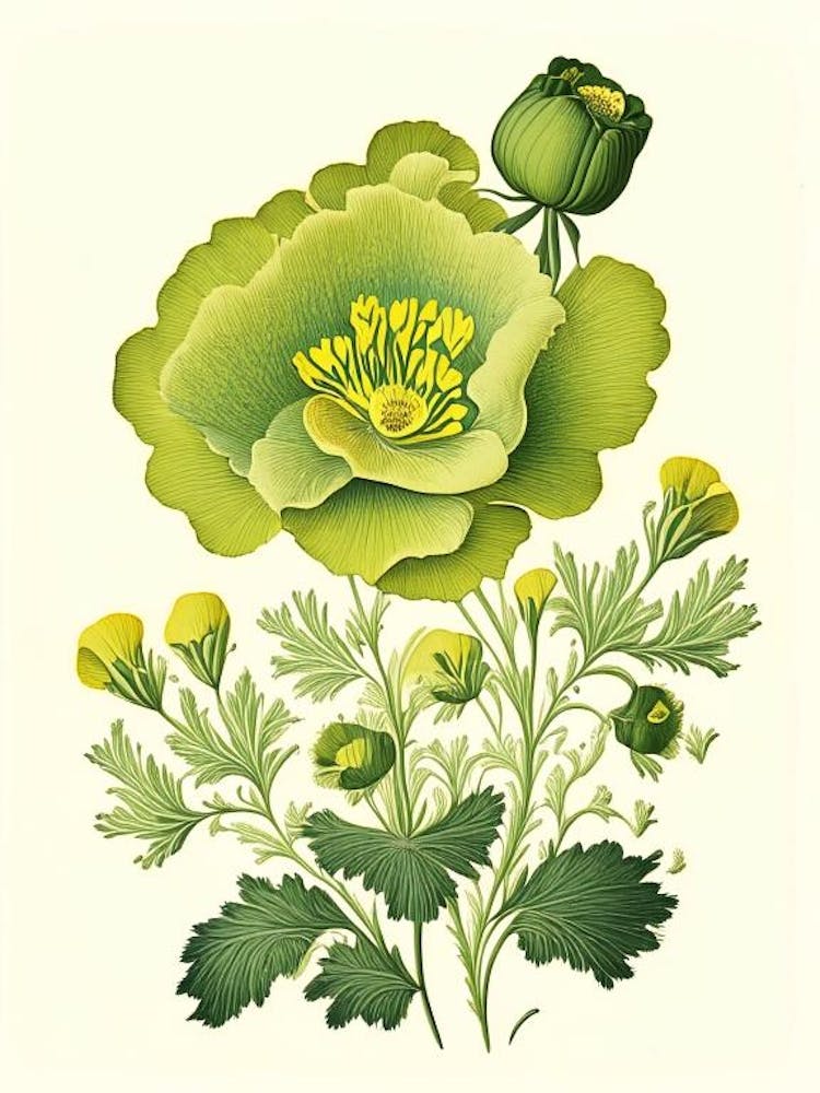 Buttercup 2 Floral Botanical Vintage Poster Flower
