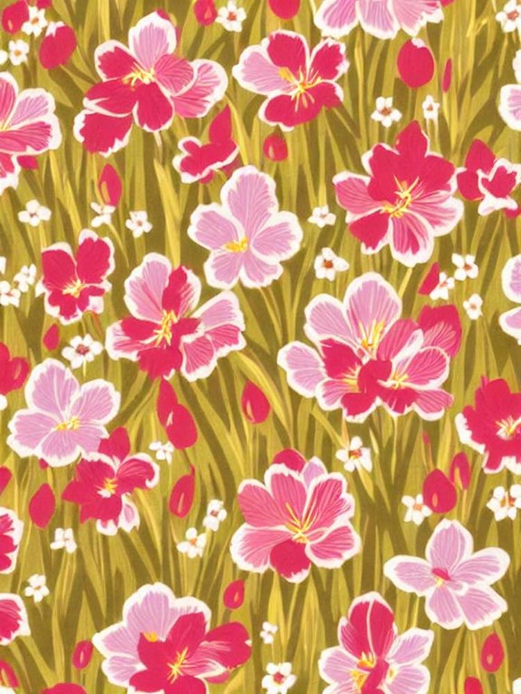 Crocus Floral Print Warm Tones 1 Flower