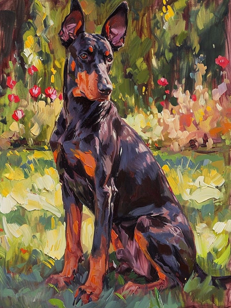 Doberman Pinscher Acrylic Painting 2