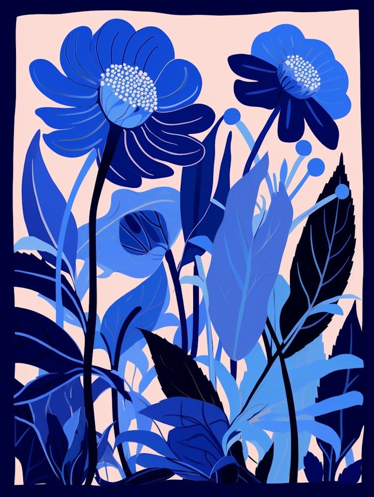 Blue Flower Illustration Coneflower 2