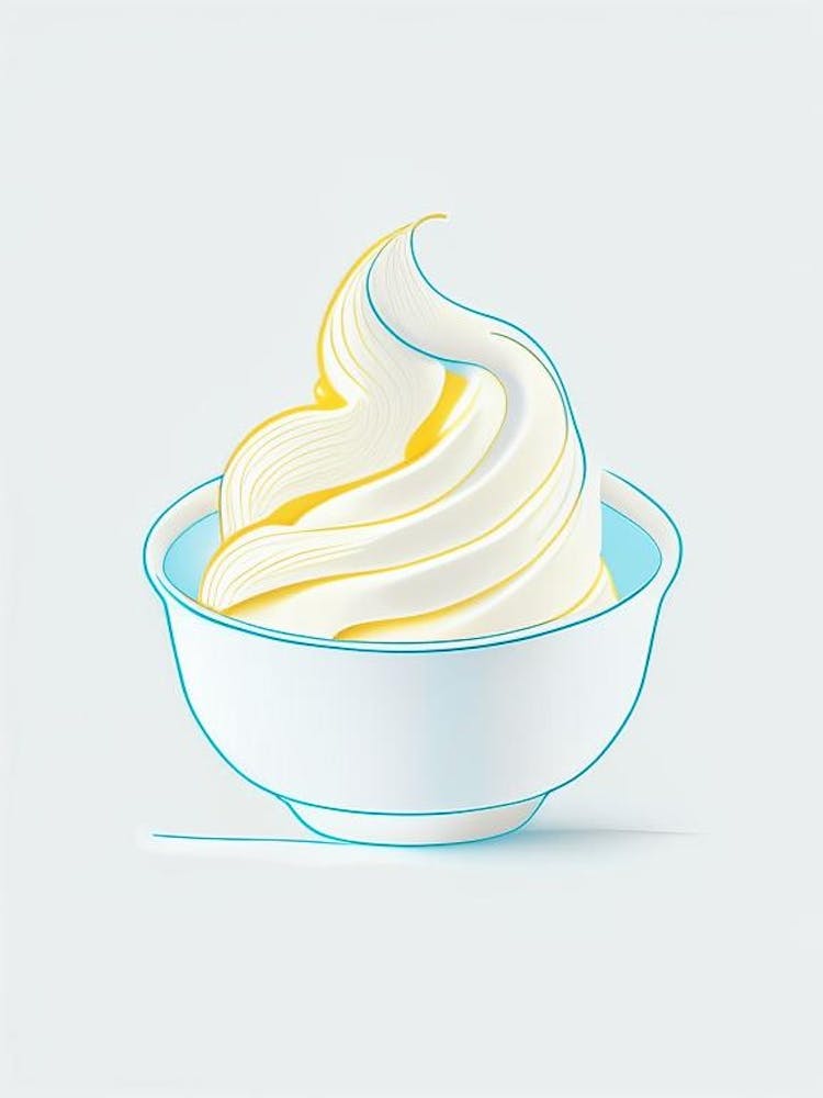 Whipped Butter Dairy Food Minimal Line Drawing 1